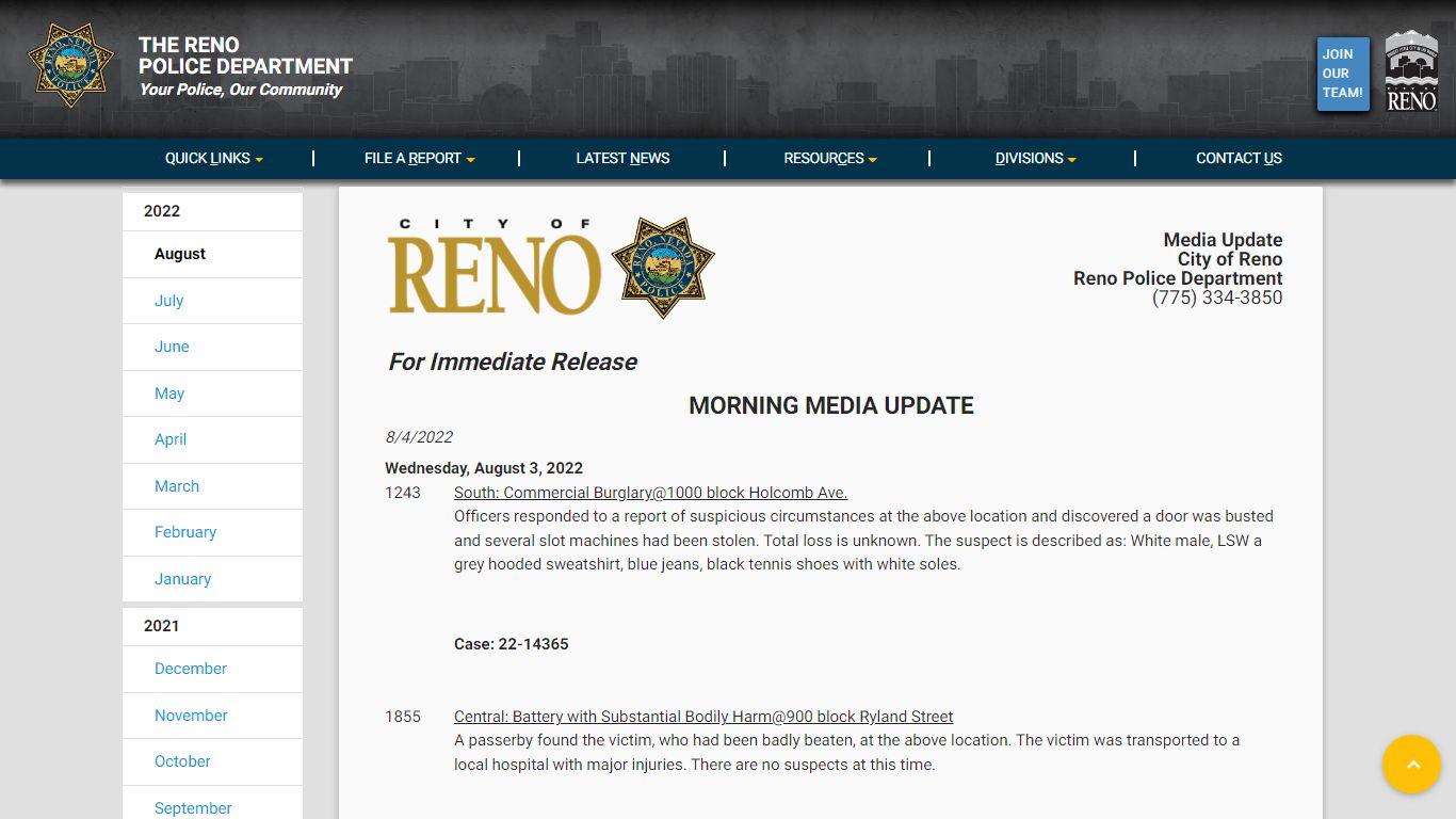 News - Reno Police Department